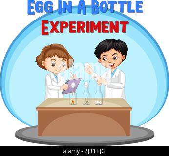 Egg in a bottle experiment illustration Stock Vector