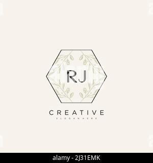 RJ Initial Letter Flower Logo Template Vector premium vector Stock Vector