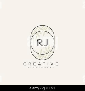 RJ Initial Letter Flower Logo Template Vector premium vector Stock Vector