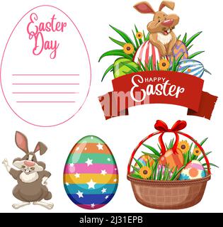 Easter theme with bunny and egg illustration Stock Vector