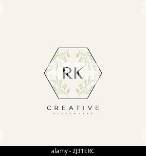 RK Initial Letter Flower Logo Template Vector premium vector Stock Vector