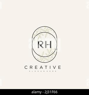RH Initial Letter Flower Logo Template Vector premium vector Stock Vector