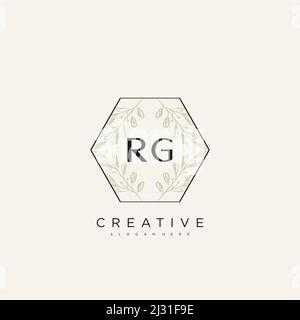 RG Initial Letter Flower Logo Template Vector premium vector Stock Vector