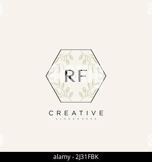 RF Initial Letter Flower Logo Template Vector premium vector Stock Vector