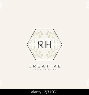 RH Initial Letter Flower Logo Template Vector premium vector Stock Vector