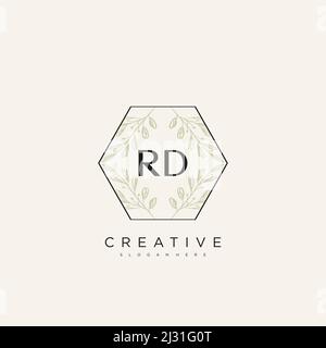 RD Initial Letter Flower Logo Template Vector premium vector Stock Vector