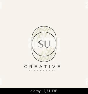 SU Initial Letter Flower Logo Template Vector premium vector Stock Vector