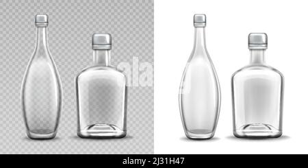 Free Vector  Realistic vodka glass bottle with glass