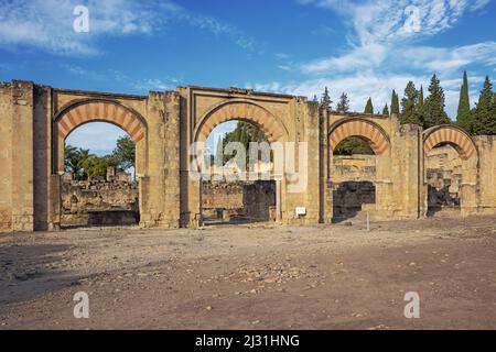 View of the great eastern portico in Medina Azahara, an archaeological site just outside Cordoba Stock Photo