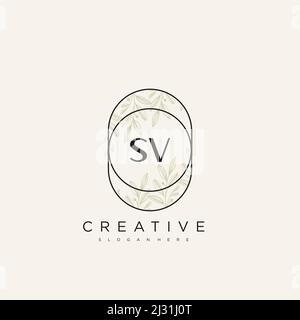 SV Initial Letter Flower Logo Template Vector premium vector Stock Vector