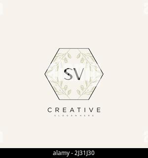 SV Initial Letter Flower Logo Template Vector premium vector Stock Vector