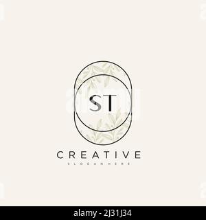 ST Initial Letter Flower Logo Template Vector premium vector Stock Vector