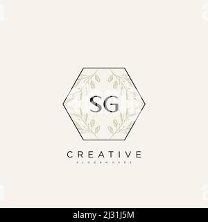 SG Initial Letter Flower Logo Template Vector premium vector Stock Vector