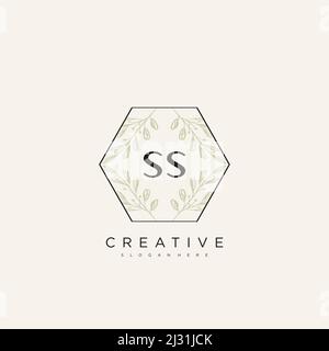 SS Initial Letter Flower Logo Template Vector premium vector Stock Vector