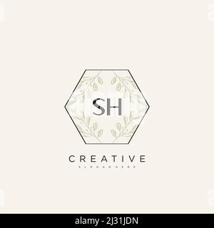 SH Initial Letter Flower Logo Template Vector premium vector Stock Vector