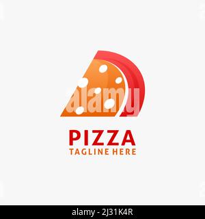 Triangle pizza slices logo design Stock Vector