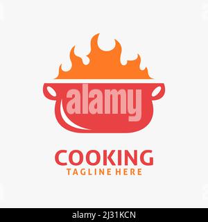 Fire cooking logo design Stock Vector