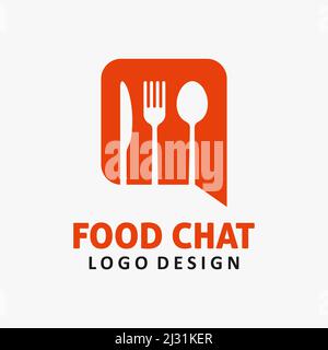 Food chat logo design Stock Vector
