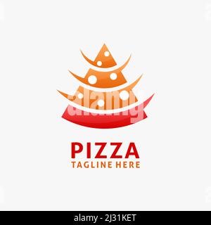 Triangle pizza slices logo design Stock Vector