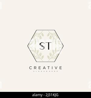 ST Initial Letter Flower Logo Template Vector premium vector Stock Vector