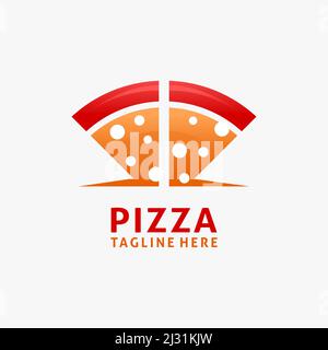 Triangle pizza slices logo design Stock Vector