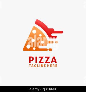 Fast pizza slices logo design Stock Vector