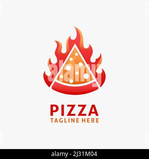 Hot pizza slices logo design Stock Vector