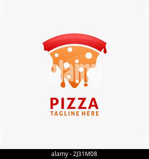 Triangle pizza slices logo design Stock Vector