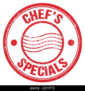 CHEF'S SPECIALS text written on blue lines stamp sign Stock Photo - Alamy