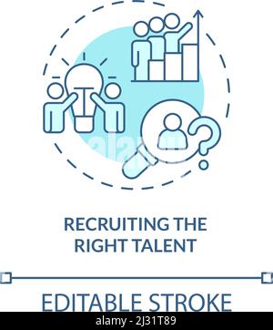 Recruiting right talent turquoise concept icon Stock Vector