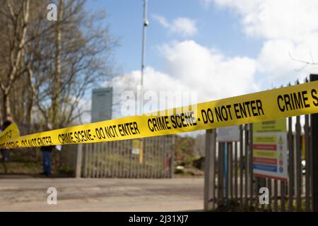 protesters demonstrating outside of walleys quarry waste landfill site Silverdale because of the rotten smell hence 'stop the stink' campaign Stock Photo