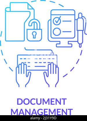 Document management blue gradient concept icon Stock Vector