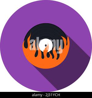Flame Vinyl Icon. Editable Bold Outline With Color Fill Design. Vector Illustration. Stock Vector