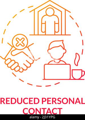 Reduced personal contact red gradient concept icon Stock Vector