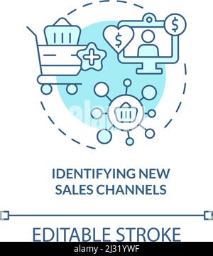 Identifying new sales channels turquoise concept icon Stock Vector