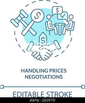 Handling prices negotiations turquoise concept icon Stock Vector