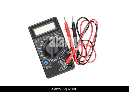 Multimeter isolated on white background, top view Stock Photo