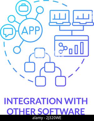 Integration with other software blue gradient concept icon Stock Vector