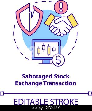 Sabotaged stock exchange transaction concept icon Stock Vector