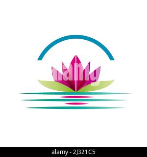 Water lily on a pond. Abstract logo for spa, beauty center and farmhouse. Vector pattern Stock Vector