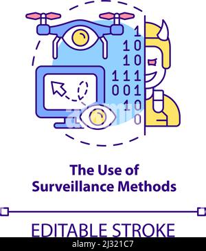Use of surveillance methods concept icon Stock Vector