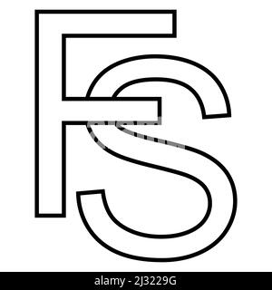 Logo sign, fs sf icon nft fs interlaced letters f s Stock Vector