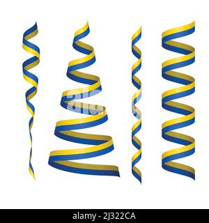 Vertical Ukrainian flag ribbons Stock Vector