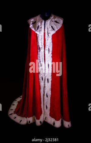 Travelling Exhibition of Czech Crown Jewels in the Loket Castle - on the picture coronation cloak of Czech kings Stock Photo