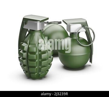 Hand grenades on white background Stock Photo