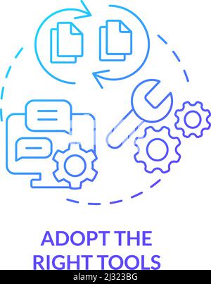 Adopt right tools blue gradient concept icon Stock Vector