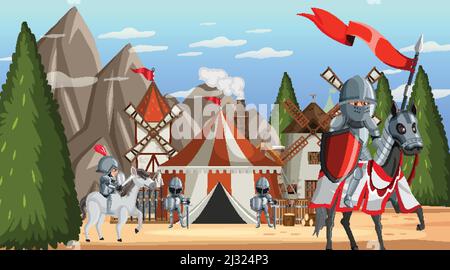 Medieval military camp scene illustration Stock Vector Image & Art - Alamy