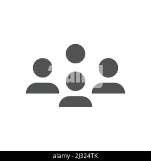 Simple crowd icons, group of people silhouettes standing in rows ...