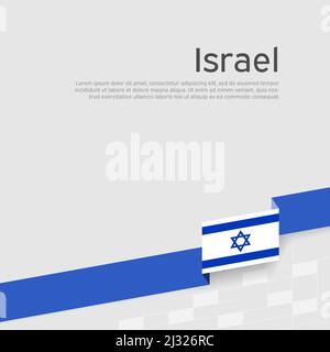 Israel flag background. Ribbon color of the flag of israel on a white background. National Poster. Vector tricolor flat design. State israeli Stock Vector