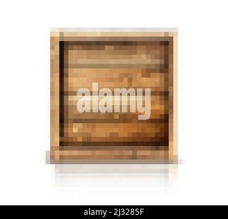 Wooden box, realistic closed wood crate for cargo transportation. Postal storage for freight or products delivery isolated on white background. Export Stock Vector